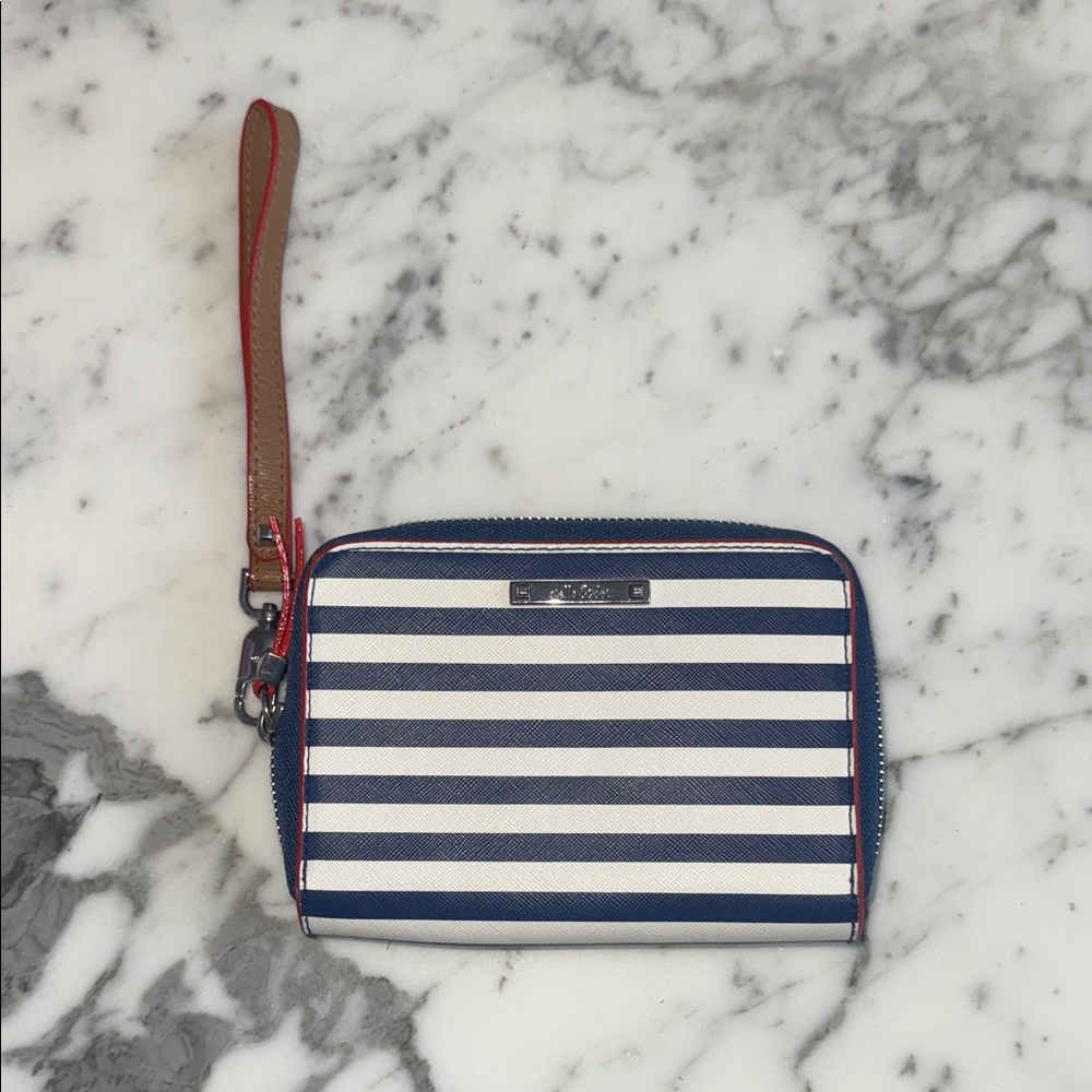 Stella & Dot Navy and White Striped Wristlet
